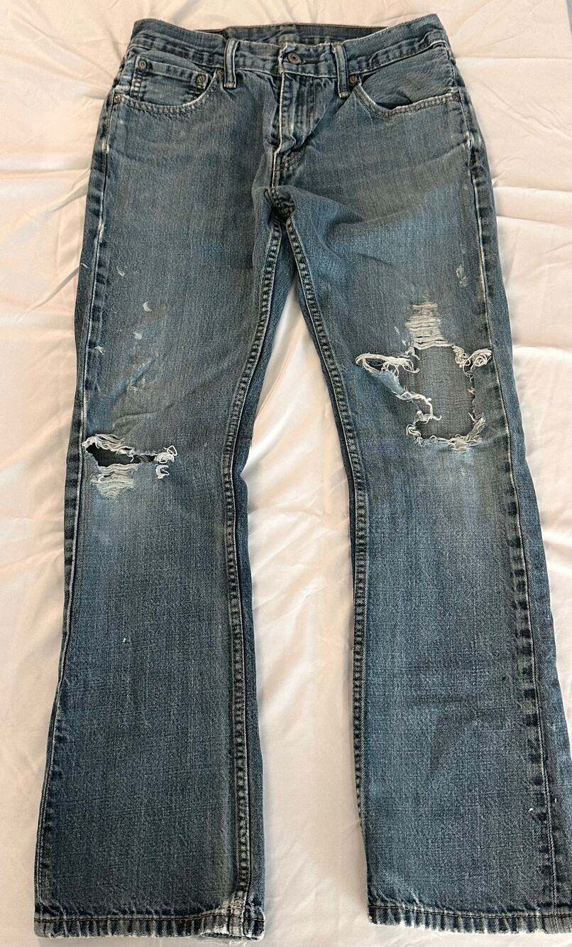 Levi’s 527 Slim Bootcut Jeans 31x32 Distressed Faded Blue 100% Cotton